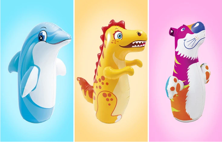 Inflatable Standing Punching Bag Tumbler Toys Safety Air Stuffed Bop Animal Bag Tumbler Toy Kids Beach Activity Game Supply