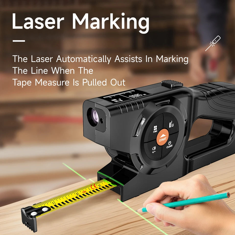 Aicevoos Rechargeable 4 in 1 Tape Measure and Laser Distance Meter,Laser Marker, Digital  Range Finder, Extended Laser Line
