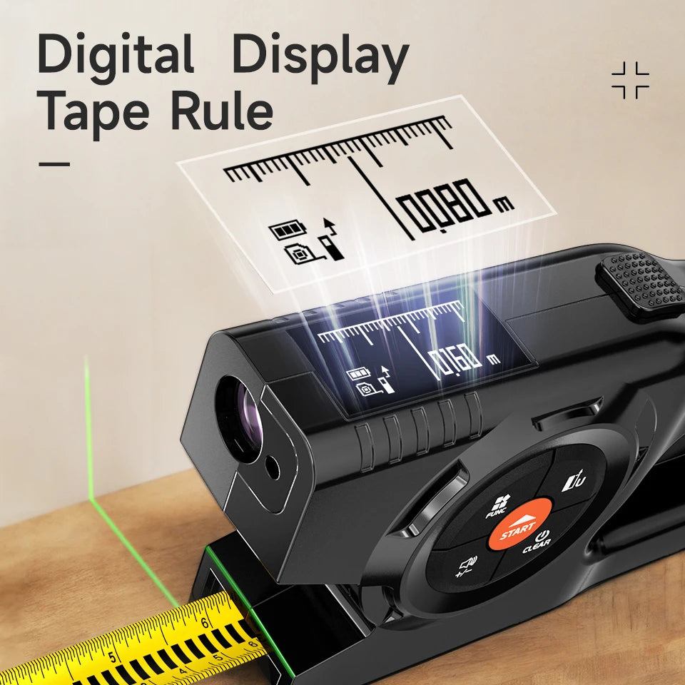 Aicevoos Rechargeable 4 in 1 Tape Measure and Laser Distance Meter,Laser Marker, Digital  Range Finder, Extended Laser Line