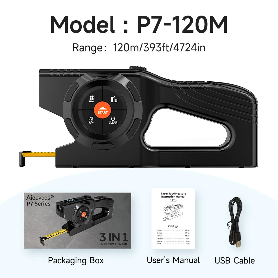 Aicevoos Rechargeable 4 in 1 Tape Measure and Laser Distance Meter,Laser Marker, Digital  Range Finder, Extended Laser Line